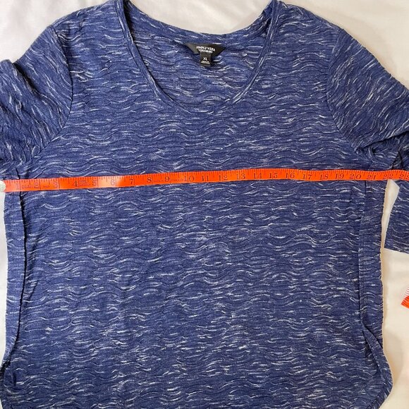 Simply Vera by Vera Wang 3/4 Sleeves Top Size XL Navy Textured Knit - Picture 4 of 8